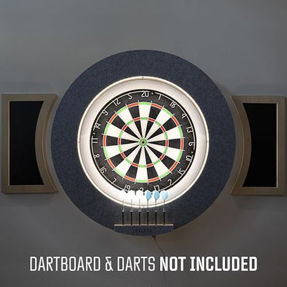 Dart Board Cabinet Set with LED Light; Bristle Dartboard, Built in LED Light, Darts and Chalkboards - color: Gray (Cabinet Only)