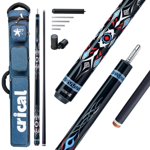 CRICAL COWCUE 58-Inch Carbon Fiber Pool Cue, Low Deflection, 12.5mm Tip | Adjustable pool cue with 3/8x8 joint for stable control, regular billiards practice and pool hall play. - color: CW-01-set5