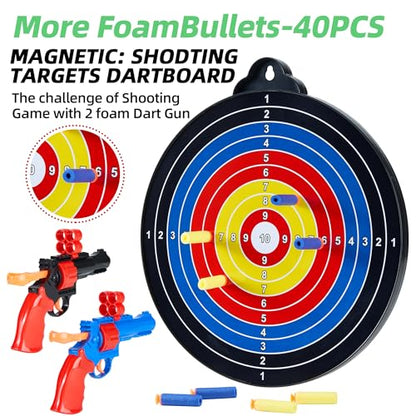 2IN1 Double-Sided Magnetic Dart Board for Kids and Adult.with 2 Toy Gun+40 Foam Dart,Safe Dart Game Set for 3-12 Year Old,Fun Family Game Friends Gifts