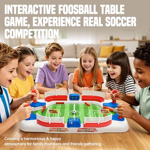 Soccer Board Game, Mini Foosball Table Toys for Boys & Girls Kids - Upgraded Interactive Pinball Tabletop Football Game, Ideal Birthday Christmas Sports Gifts for Family, Playroom & Travel