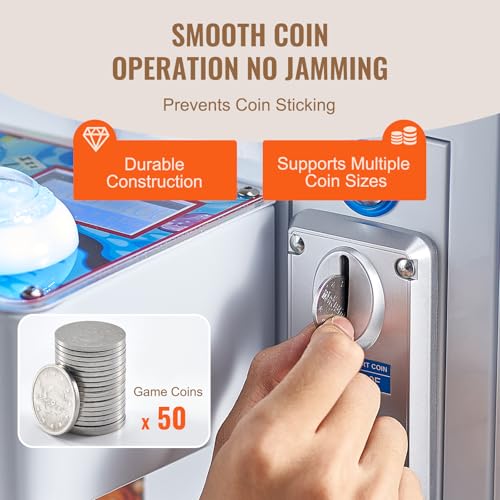 VEVOR Claw Machine, 0-3” Jaw Diameter 0-5” Jaw Lifting, Crane Prize Grabber Commercial Arcade Game Toys, Cool Fun Grab-and-Win Machine w/Light and Sound, Dispenser Vending Toy for Kids,Boys &Girls - color: White, style: Classic clip-on