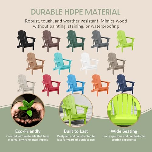 WestinTrends Malibu HDPE Outdoor Patio Folding Poly Adirondack Chair, Lime - color: Lime, size: 1 Chair