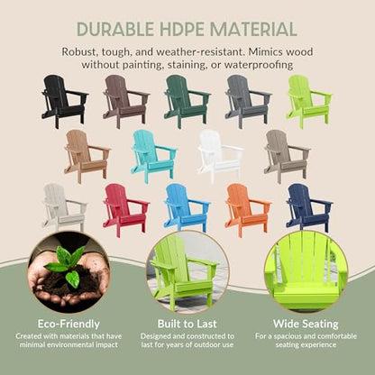 WestinTrends Malibu HDPE Outdoor Patio Folding Poly Adirondack Chair, Lime - color: Lime, size: 1 Chair