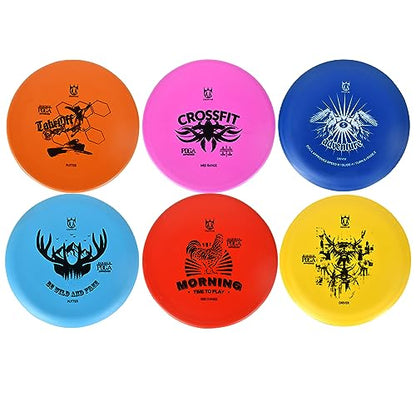 CROWN ME Disc Golf Set with 6 Discs and Mini Disc and Starter Disc Golf Bag - color: Grey