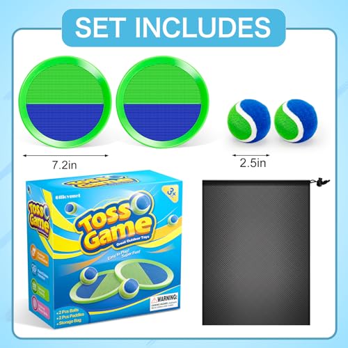 2 Packs Catch Ball Game Set, Outdoor Toys for Ages 3 4 5 6 7 8-12 Year Old Boy Girl, Summer Pool Beach Yard Backyard Camping Sports Play Toy Games for Toddlers Teens Adults Family Game, Birthday Gifts - style: 2 Paddles 2 Balls