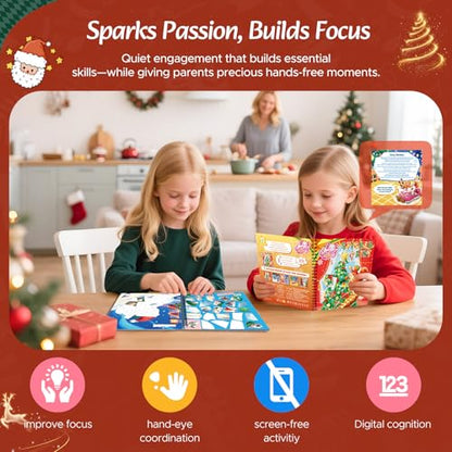 CutteeyFyry 4PCS Paint by Number Sticker Book - Christmas Crafts & Acitivity Puzzles Book for Kids Ages 4-10, Travel Toys for Road Trip & Airplane,Perfect Christmas Gifts & Basket Stuffers for Kids - color: Christmas