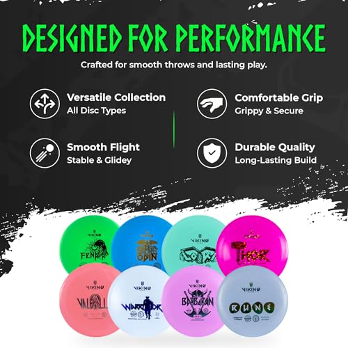 Viking Discs Original Disc Golf Set - 8 Disc Golf Discs for Any Distance, PDGA Approved - Putter, Mid-Range, Fairway Driver, Distance Driver – Disc Set for Beginners and Professional