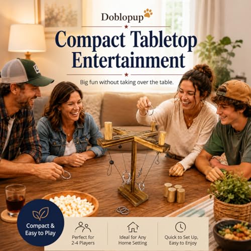 Ring Toss Game for Adults, Tabletop Hook and Ring Toss Game, Wooden Party Game for Backyard, Camping, Patio, Tailgate, Home Bar and Outdoor Gatherings - color: A