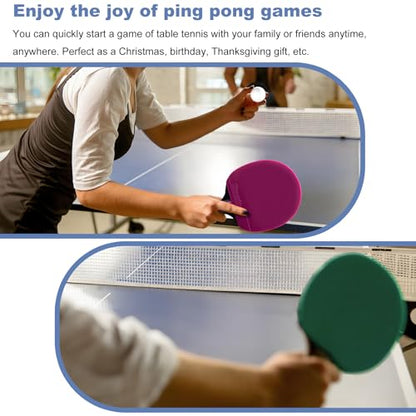 Senston 5-Ply Ping Pong Paddles Set – Premium Wood Table Tennis Set of 4 with 6 Balls & Portable Carry Case – High-Control 2mm Sponge & Ergonomic Non-Slip Grip for Beginners & Family Play - color: Green+Purple
