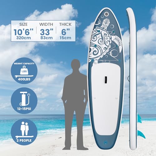 FEATH-R-LITE Inflatable Paddle Board Stand Up Paddleboards for Adults SUP with Premium Accessories Pump, Adjustable Paddle, Leash, Three Fins, Backpack - style: Gray