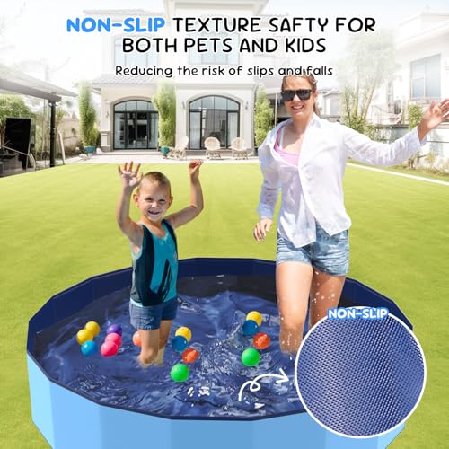 47'' Foldable Dog Pet Bath Pool, Heavy Duty Non-Slip Kiddie Pool, Plastic Pet Wading Pool for Puppy Small Medium Large Dogs, Indoor and Outdoor Kids Pet Dog Bathtub - size: L - 47*12 IN - 90 Gal