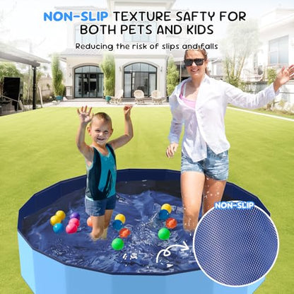 47'' Foldable Dog Pet Bath Pool, Heavy Duty Non-Slip Kiddie Pool, Plastic Pet Wading Pool for Puppy Small Medium Large Dogs, Indoor and Outdoor Kids Pet Dog Bathtub - size: L - 47*12 IN - 90 Gal