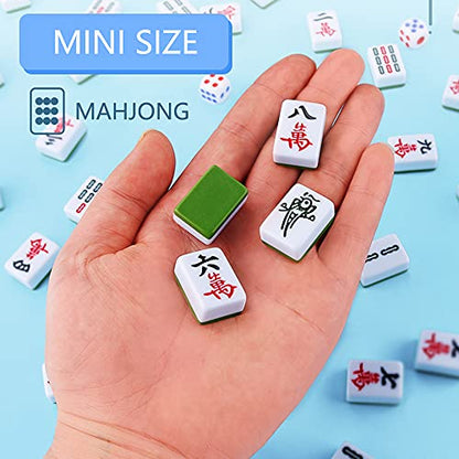 drizzle Green Travel Mini Mahjong Set 20mm with Instructions - Portable 146 Tiles - for Beginners with 4PCS Racks 2 Pounds - Chinese Mah-Jong Game 麻将 - size: Green