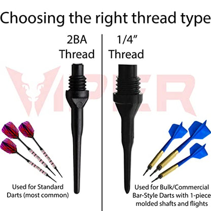 Viper Dart Accessory: Tufflex II 1/4" Thread Soft Tip Dart Points, Black (100 and 500 Packs) - size: 500 Pack