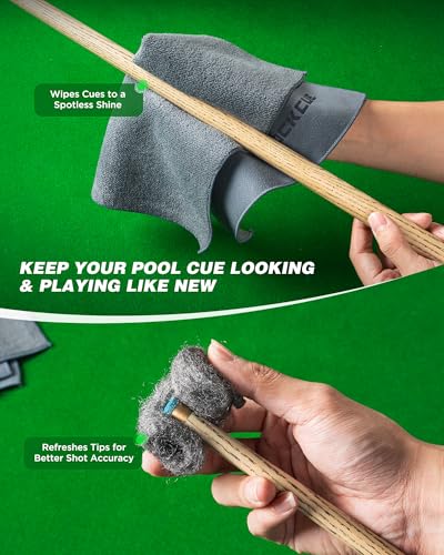 7-in-1 Billiard Table Cleaner Kit - Pool Table Felt Cleaning Accessories with Lint Roller, Glove, Steel Wool, Billiard Marker Dots & Towel