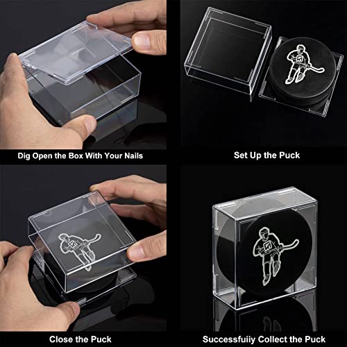 12-Count Hockey Puck Holder - Cube Square Hockey Puck Display Cases, 2-Piece Snap Clear Hockey Puck Holder, Official Size Hockey Puck Display Boxes - size: 12 Pack ‎Hockey Puck Display Case