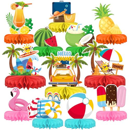 Beach Party Decorations Kit - Beach Themed Honeycomb Centerpieces and Table Decor for Summer & Pool Party Decorations - style: SUMMER
