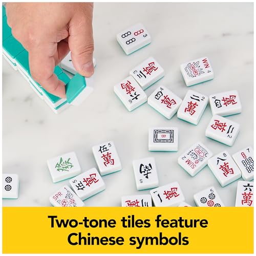Spin Master Games Legacy Deluxe Mah Jong Classic Game with Two-Toned Tiles and Lined Wood Storage Case, Family Game for 4 Players Ages 8 and up - color: Mahjong
