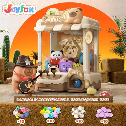 Capybara Claw Machine for Kids, Arcade Prize Grabber with Plush Toys and Capsules, 3-Joystick Coin-Style Controls, Lights and Music, Gift for Ages 3 and Up - style: Capybara