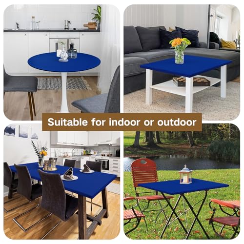 Square Fitted Table Cover Elastic Tablecloth Stretch Spandex Table Top Cover Tables Topper Cap for Dining Kitchen Home Party Blue 34X34 Inch - color: Blue, size: 34" x 34" (Square)