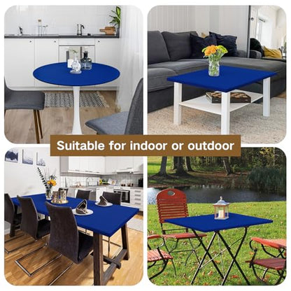 Square Fitted Table Cover Elastic Tablecloth Stretch Spandex Table Top Cover Table Topper Cap for Dining Kitchen Home Party Blue 36X36 Inch - color: Blue, size: 36" x 36" (Square)