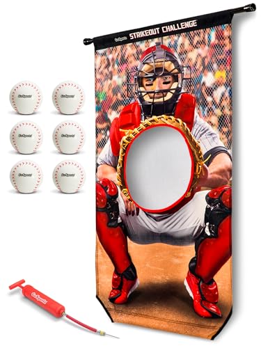 GoSports Football & Baseball Toss Games Available in Football Red Zone Challenge or Baseball Pro Pitch Challenge Choose Between Backyard Toss or Door Hang Targets - style: Door Hang Baseball Toss
