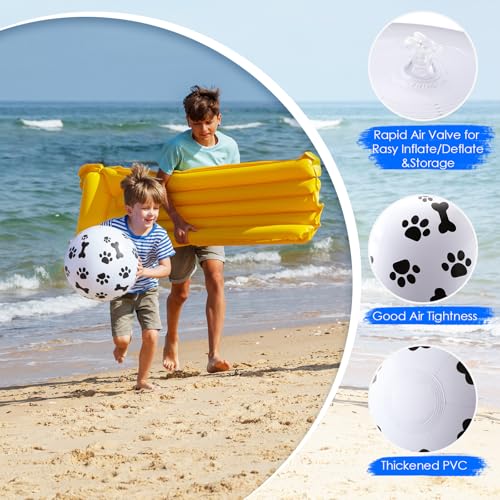 3 Pcs 12 Inch Inflatable Dog Paw Print Beach Balls for Kids Dog Pet Theme Birthday Party Favor Decorations Pool Toy PVC Beach Ball - style: Dog Paw