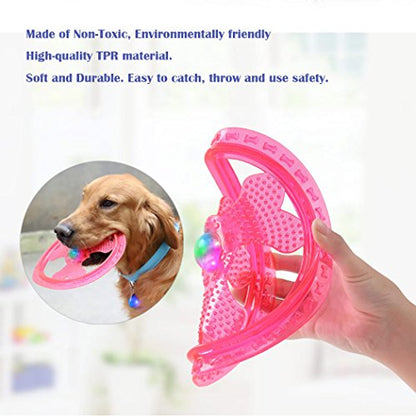 Flying Disc Dog Sport Toy with Flashing LED Lights, Light Up Pet Disk for Ultimate Night Time Play, Blue - color: Blue