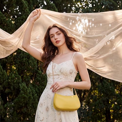 VODIU Clutch Tote Handbags with 2 Removable Straps and Zipper Closure Crossbody Bags Shoulder Purse Handbag for Women - color: Yellow