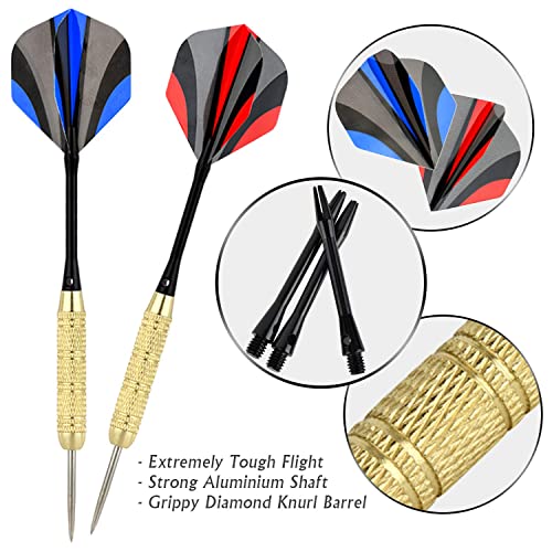 LinkVisions Dartboard with Staple-Free Bullseye, 18g Steel Tip Darts Set,12 Steel Tip Darts 18g, Dartboard Mounting Kits Included - style: Traipieler