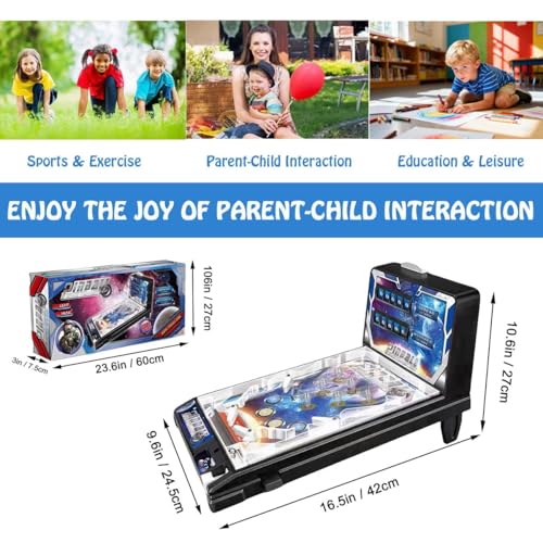 Desktop Pinball Machine Toy, Mini Electronic Ball Shooting Game with Lights and Scoreboard, Nostalgic Arcade Machine for Office and Home, Pinball Game Favor
