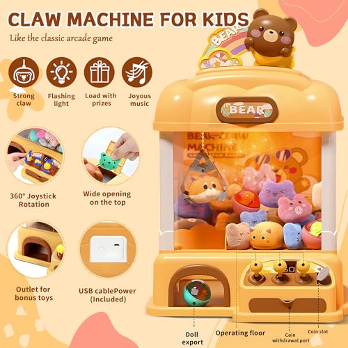 Mini Claw Machine for Kids, Arcade Game Toy for Ages 8-13, Candy Vending Toys for Girls and Boys, Electronic Claw Game Machine for Party with Lights Sound, Christmas Birthday Gifts for Ages 4+ | Candy Vending Toys with Lights & Sounds, Adjustable Volume,