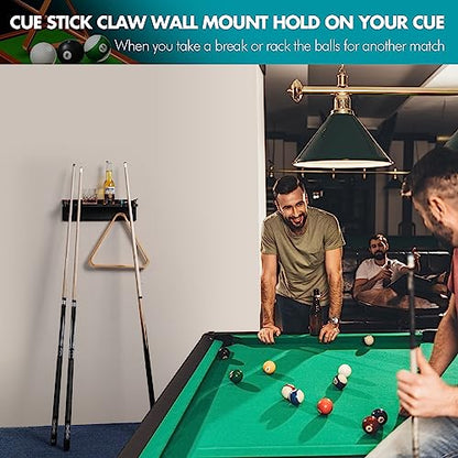 XCSOURCE Bamboo Pool Cue Holder Wall Mount, 4 Cue Rack with Ball Rack & Drink Holder, Black, 15.7 x 4.3 x 4.3 Inches - color: Black, 4 Pool
