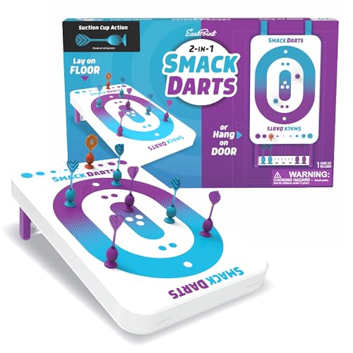 EastPoint Smack Darts 2-in-1 Suction Cup Dartboard Game - 12x24 in, Multicolor - Easy Door & Floor Setup for Indoor Games - Includes Six Suction Cup Darts - Family Activity & Gifts for Boys