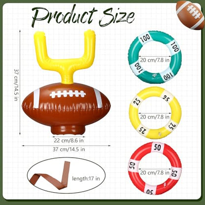 RoundFunny 4 Sets Football Goal Post Ring Toss Game Inflatable Toss Game Sport Include 4 Goal Post Hat and 12 Ring for Birthday Family Indoor Outdoor Sports Graduation Party Games Supplies