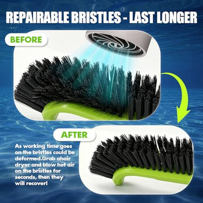 Pool Brush Head, Heavy Duty Scrub Brush with Upgraded Premium Nylon Bristles and Reinforced Aluminium Back for Cleaning Inground/Above Ground Swimming Pool, Walls, Bath Tub, Tiles & Floors.(Green) - color: Ultra Green
