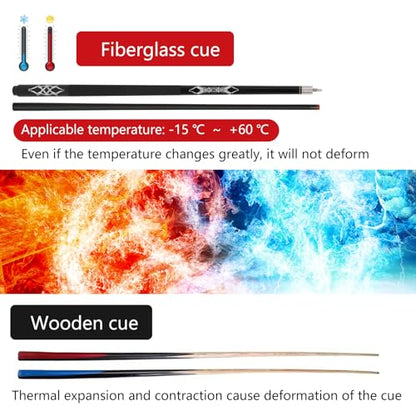 Fiberglass Pool Cue Stick 19-21 oz, 58 inch Billiard cue for Professional Adult Player - color: Black 19oz