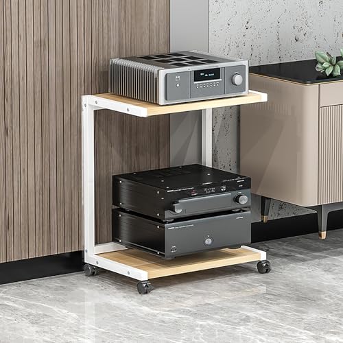 Corner Display Cabinet with Wheels, Media Stand & Audio Rack for Game Consoles, Stereo Storage, AV Tower, Modern Black Design(Wood Color,50x40x61cm) - color: Wood Color, size: 19.7"D x 15.7"W x 24"H (1 Drawers)