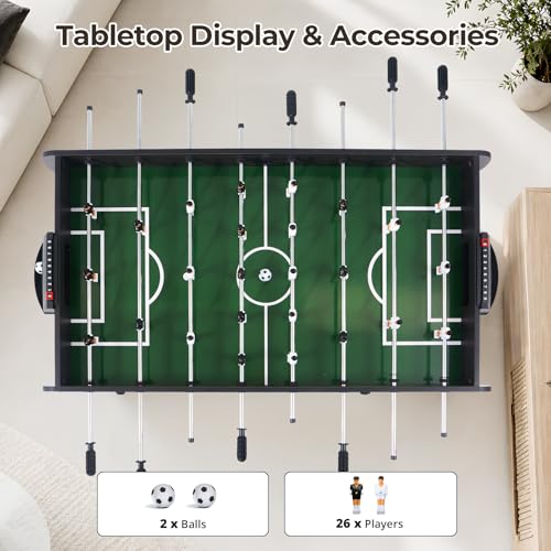 54" Folding Foosball Table, Competition Size Foldable Soccer Game Table for Adults & Teenagers, Professional Foosball Table with 2 Balls for Home Game Room, Outdoor Sports Table