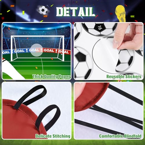 WERNNSAI Pin The Soccer on The Goal - Soccer Party Games for Kids Sports Themed Party Decorations Poster with 24pcs Ball Stickers Classroom Sports Party Favors - style: Soccer