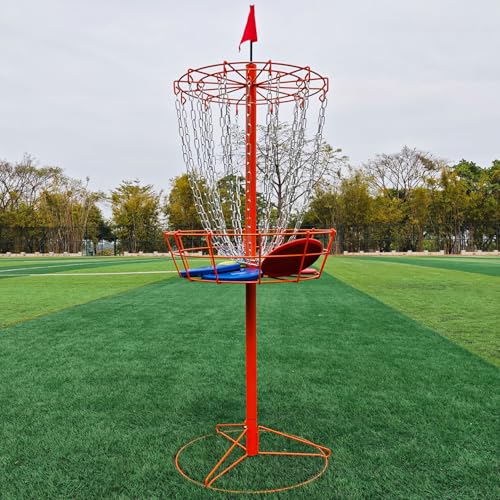 Disc Golf Basket - Portable Disc Golf Target with Heavy Duty 24-Chains Come with 6pcs Disc Golf Discs and Carry Bag, Ground Stake -Suitable for Players of All Levels - Multi Color Available - style: Basic-Orange- 6 Pcs