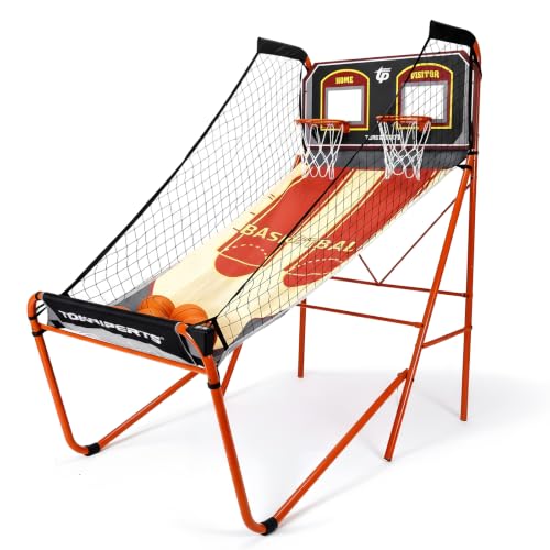 Basketball Arcade Game Machine LED Electronic Scoring Indoor Arcade Basketball Hoop with 5 Size 7 Inch Balls for 2 Players Kids Adults Player