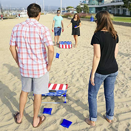 GoSports Portable Cornhole Set with Carry Case - Outdoor Lawn Bean Bag Toss Game for Adults and Family - Beach, Camping, Yard Games & More - style: America