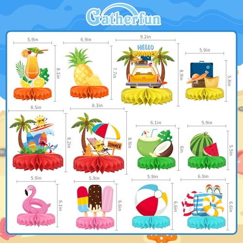 Beach Party Decorations Kit - Beach Themed Honeycomb Centerpieces and Table Decor for Summer & Pool Party Decorations - style: SUMMER