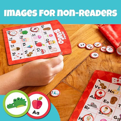Chuckle & Roar Family Bingo – Educational Bingo Game for Kids Ages 3–6+ | Four Games in One: Animals, Alphabet, Sight Words & Numbers | 1–6 Players