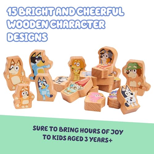Bluey Stacking Game – Spin, Balance & Play with 15 Fun Character Pieces & Sticks, Exciting Wooden Stacking Game for Kids, Toddlers & Families Ages 3+ - style: Stacking Game