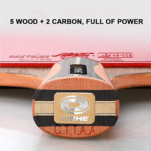 Carbon Table Tennis Bat with Free Case 5-ply Wood 2-ply Carbon Ping Pong Paddle Comfortable Handle/As Shown/Short Handle - size: Long Handle