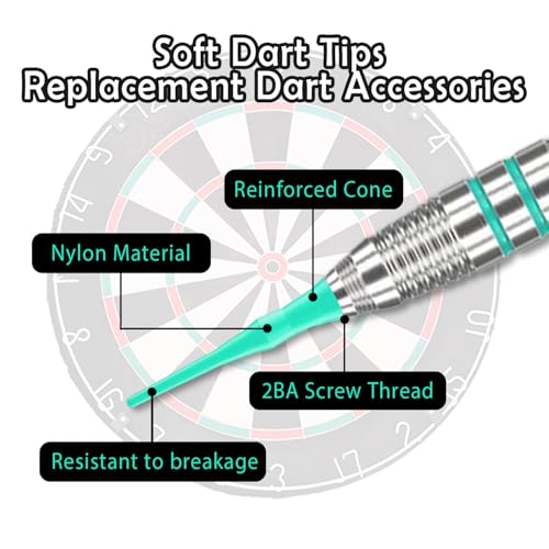 2BA Thread Plastic Tip Dart Points100 Pcs Plastic Tip Darts Soft Dart Tips Replacement Dart Accessories Thread Dart Tips Plastic Points for Tip Darts Soft Tip Dart Tips