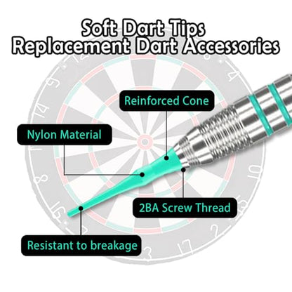 2BA Thread Plastic Tip Dart Points100 Pcs Plastic Tip Darts Soft Dart Tips Replacement Dart Accessories Thread Dart Tips Plastic Points for Tip Darts Soft Tip Dart Tips