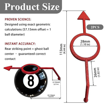 EVKILKJS 2 Pack Billiards Aiming Trainer, Adjustable Guide System with Ghost Ball Visualization, Build Muscle Memory for Pool & Snooker, Easy Setup
